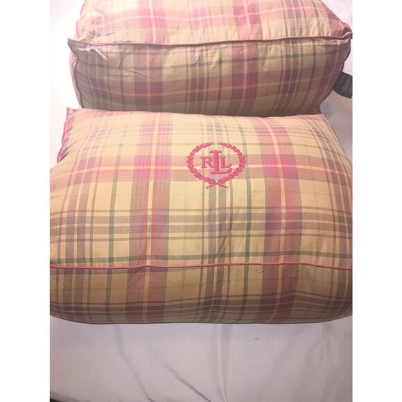 Vtg Ralph Lauren Green Label Plaid Triangle Decorative Country lot of 2 pillows - Picture 3 of 8